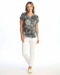Jess & Jane - Crushed V-neck Dolman Sleeve Top