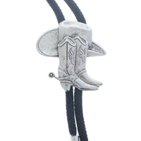 Hhh Designs - Unisec Cowboy Hat & Boot Silver Bolo Tie