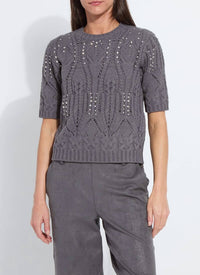 Lysse - Hadley Cozy Short Sleeve Embellished Cable sweater