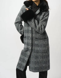 Joseph Ribkoff - Plaid Print Faux Fur Coat