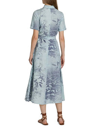 SIMKHAI Audria Floral Linen-blend Belted Midi Dress in multicolor - women's dress - view 4