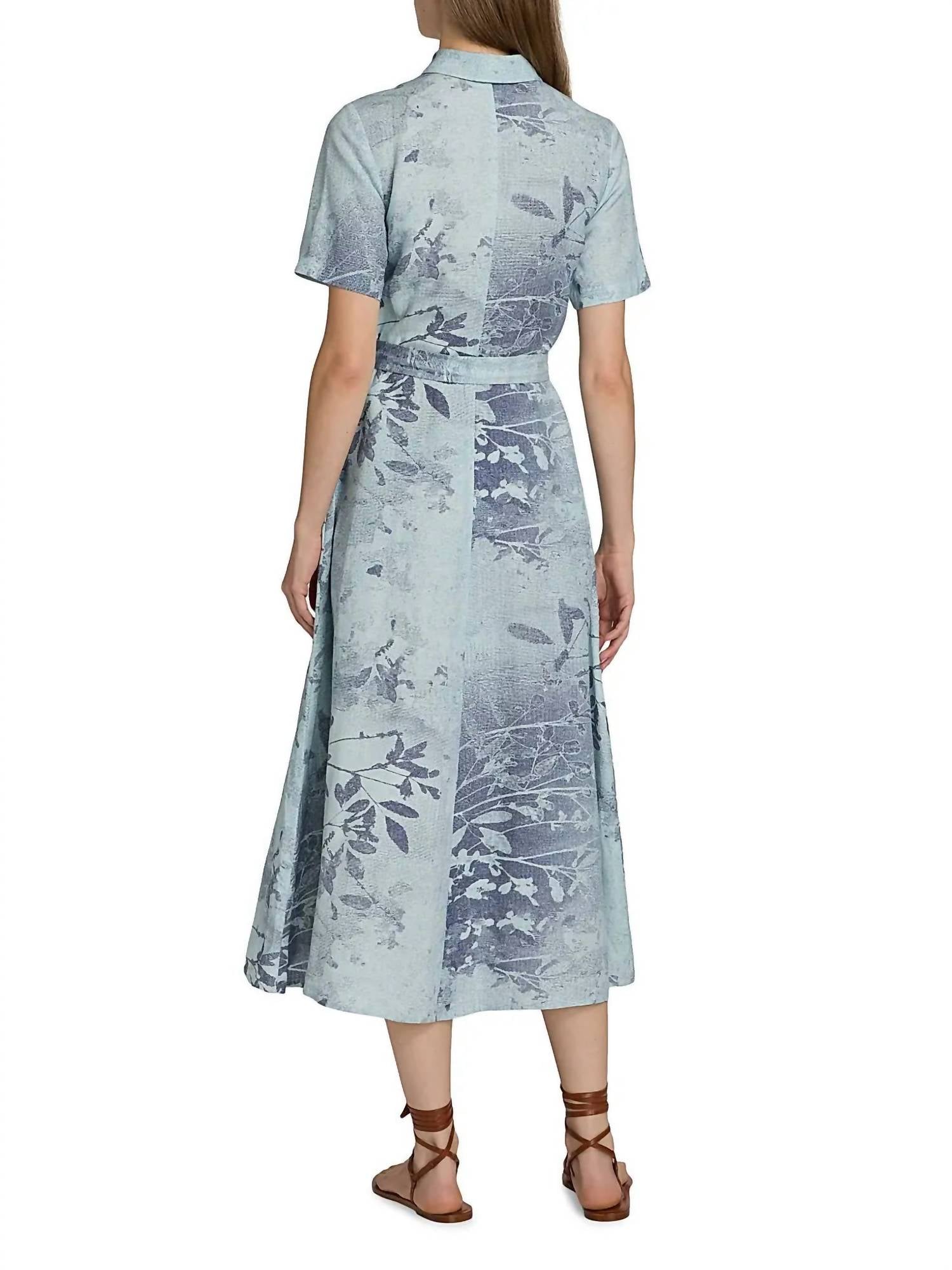 SIMKHAI Audria Floral Linen-blend Belted Midi Dress in multicolor - women's dress - view 4
