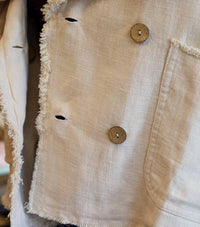 Lalavon - Collar Button Raw Hem Jacket