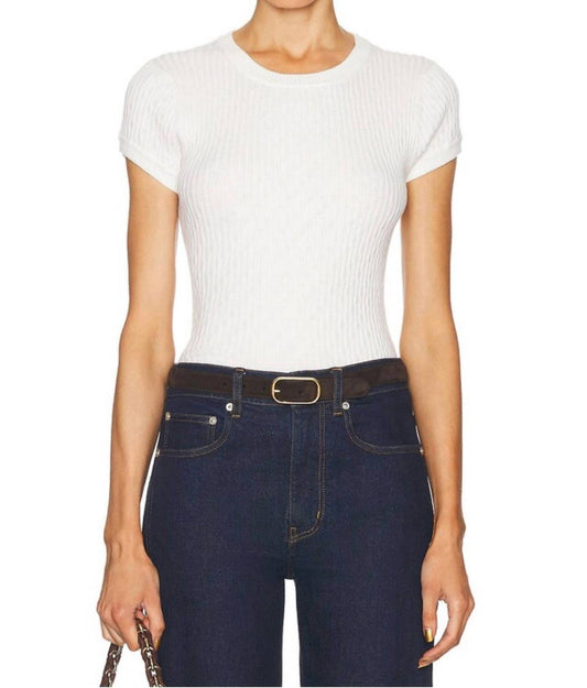 Enza Costa - Cashmere Cotton Pointelle Cap Sleeve Crewneck Top