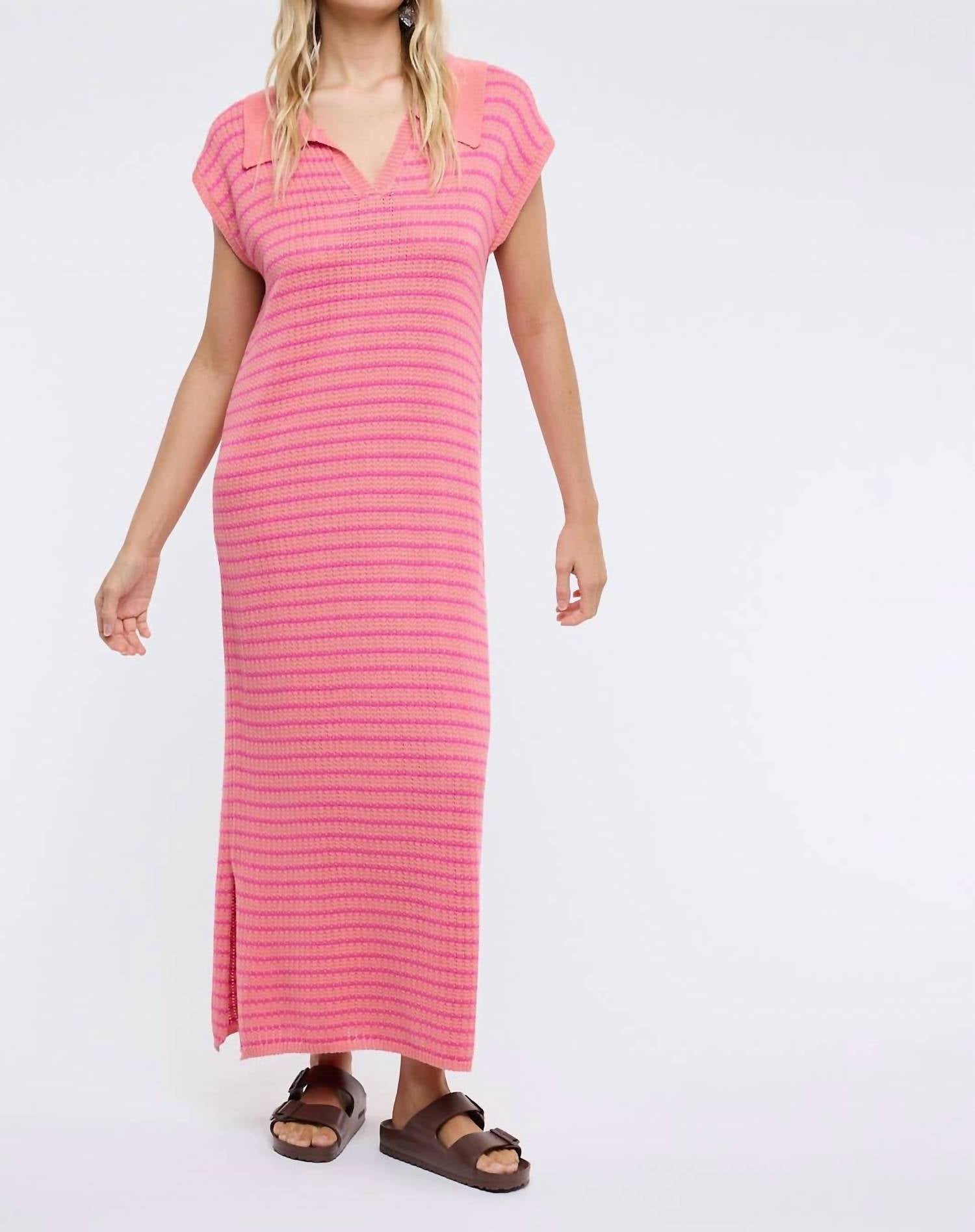 Wishlist - Short Sleeve Stripe Midi Dress