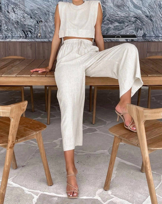 Sweetkama - Linen Wide Leg Pant