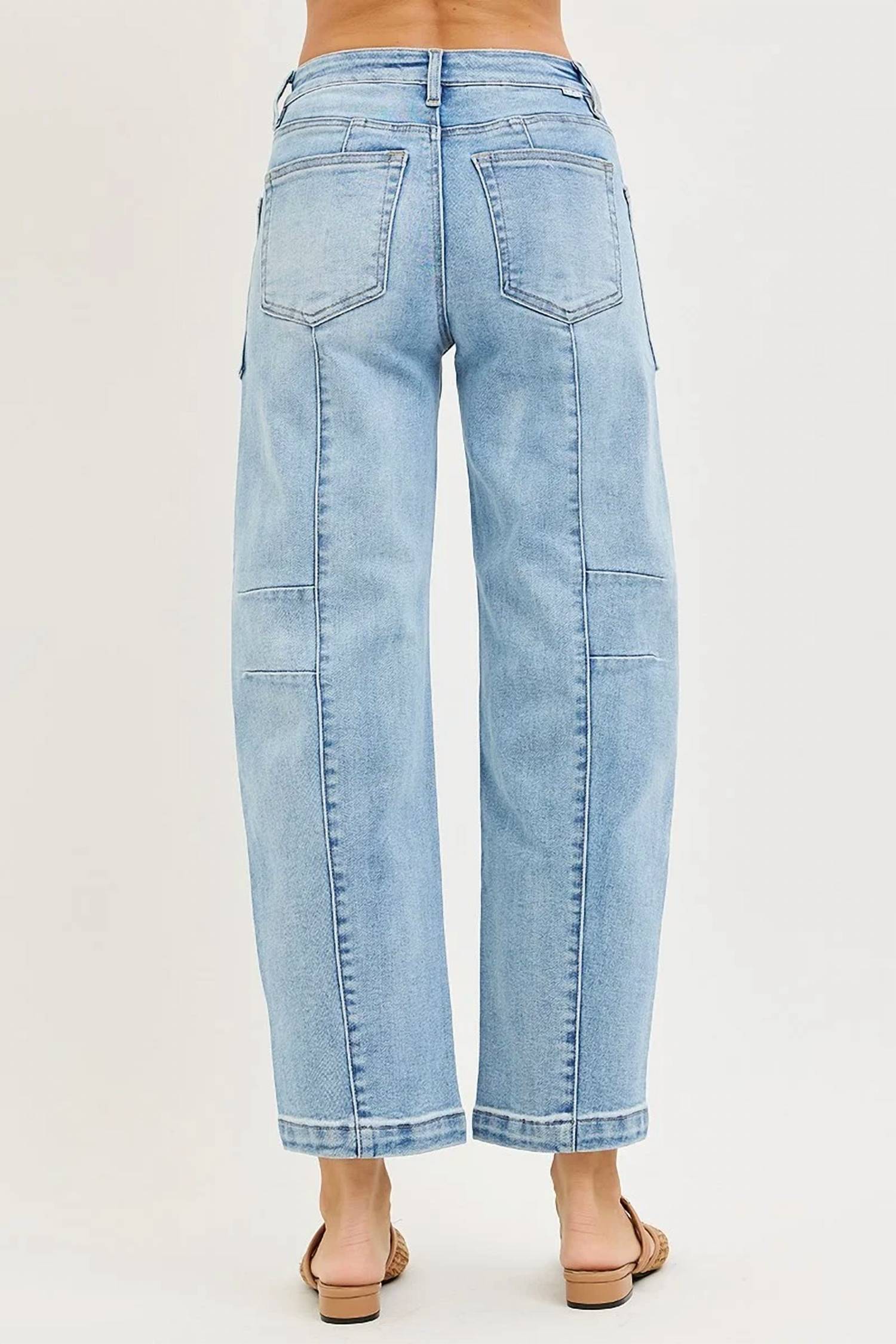 Risen - Slouchy Ankle Boyfriend Jeans With Patch Pockets