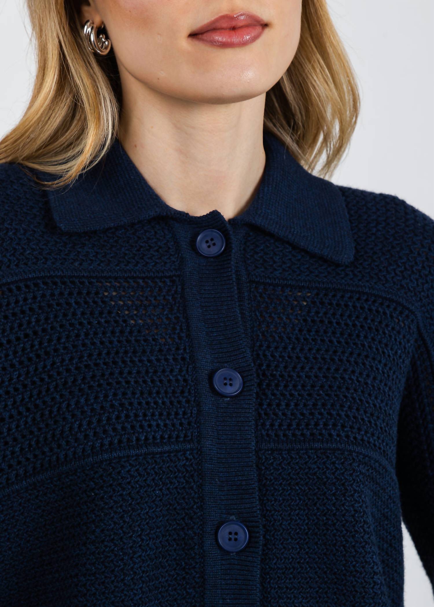 Kinross - Mixed Textured Collared Cardigan