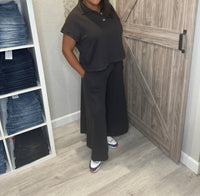 Ces Femme - Distressed Top And Wide Leg Pants Matching Set