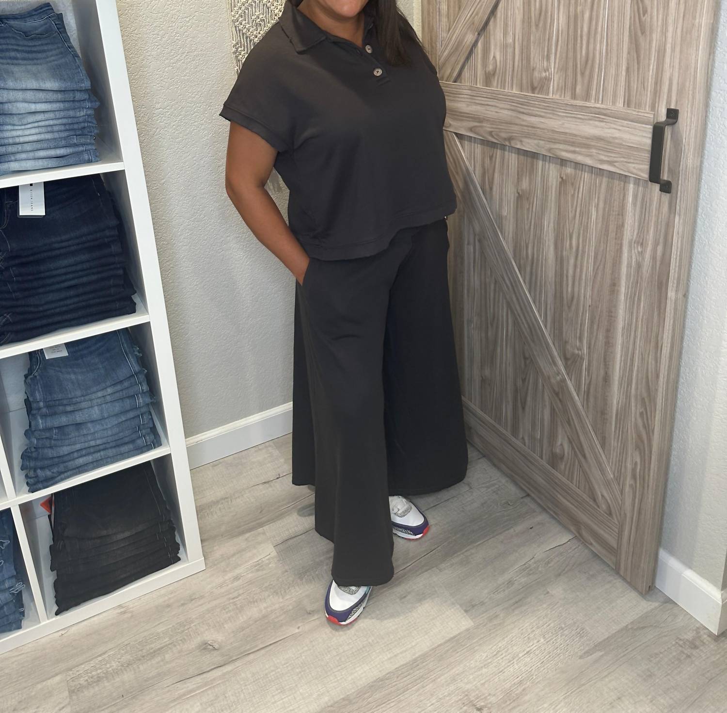 Ces Femme - Distressed Top And Wide Leg Pants Matching Set