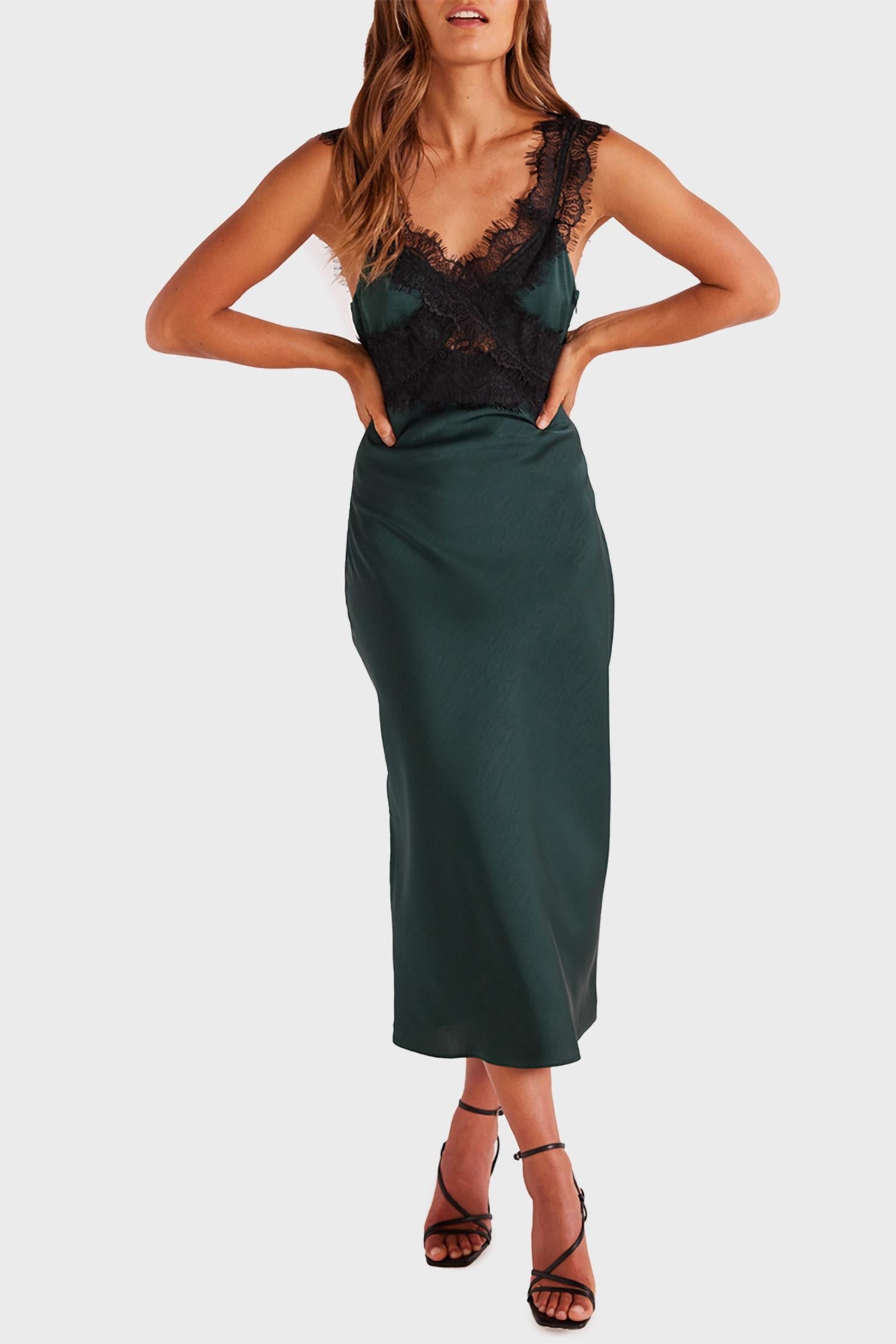 Minkpink - Erin Lace Trim Midi Dress