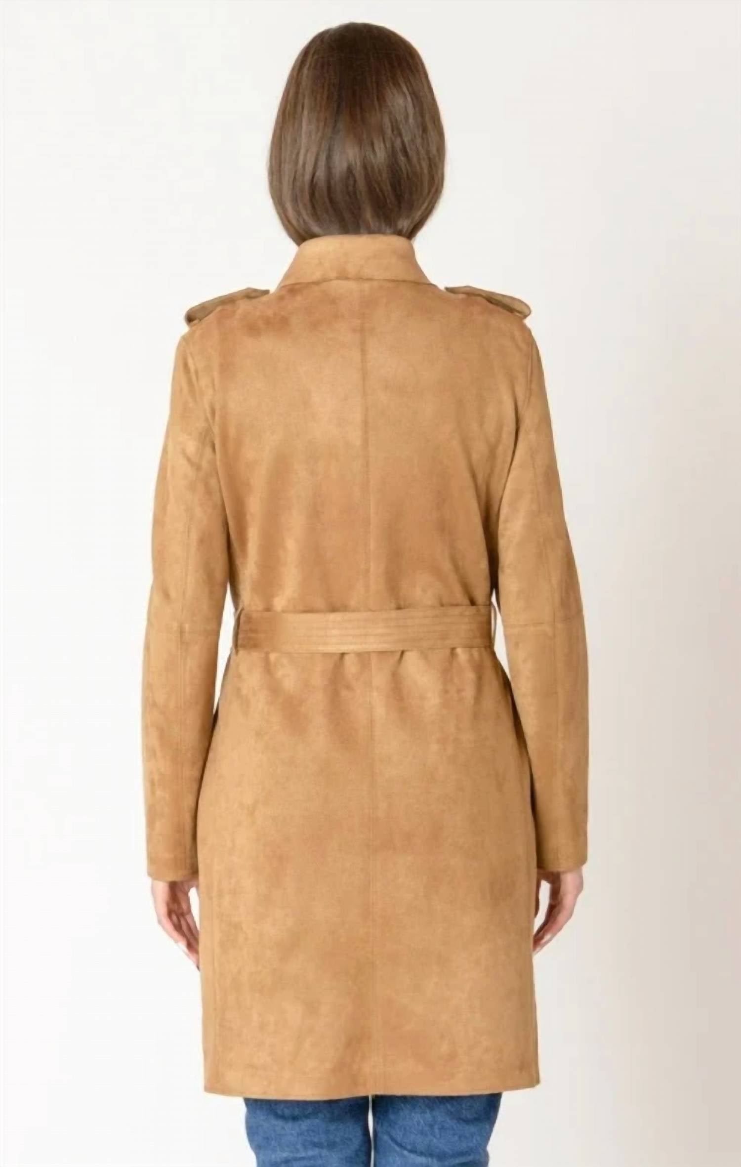 Black Tape - Faux Suede Trench Coat