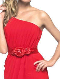 Last Dress - One-shoulder Draped Rosette Mini Dress