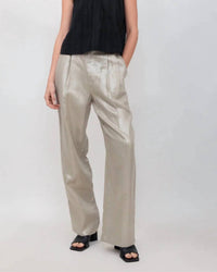 NARY Pleated High Waist Trouser in champagne - women's pants
