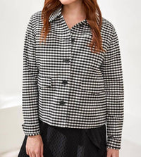 Tribal - Gingham Button Front Collared Jacket With Pockets