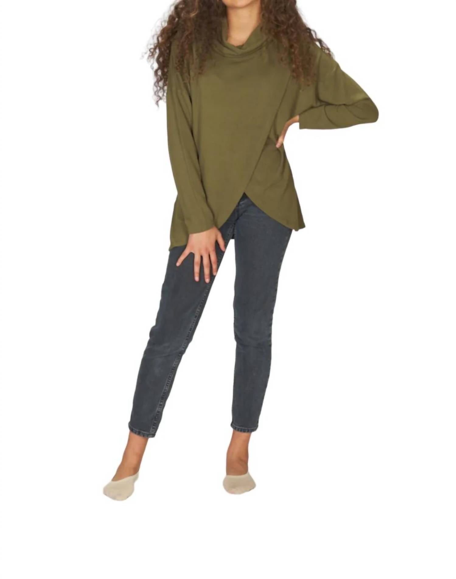 Papillon - Cowl Neck Crossover Front Sweater