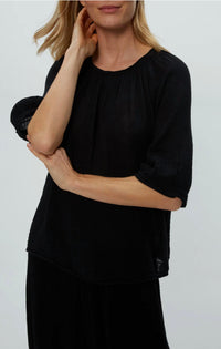 Michael Stars Jeanie Puff Sleeve Top in black - women's blouse