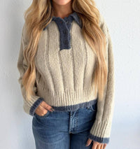 By Together - Collared Cable Knit Sweater
