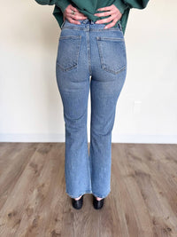 PISTOLA Ally High Rise Vintage Ankle Boot Jeans in blue 1 - women's jeans - detail view