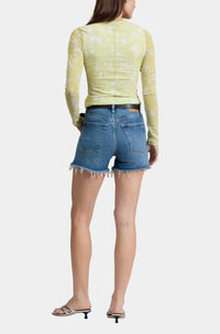 Rag & Bone Vintage Cut Off Short in blue denim - women's shorts - detail view