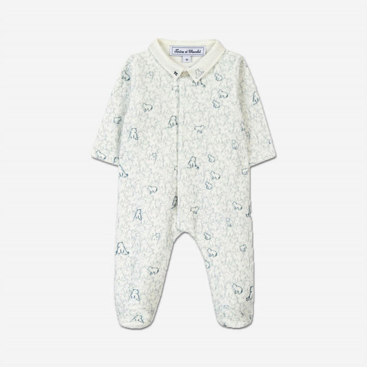 Baby Bear Print Pajama Footie