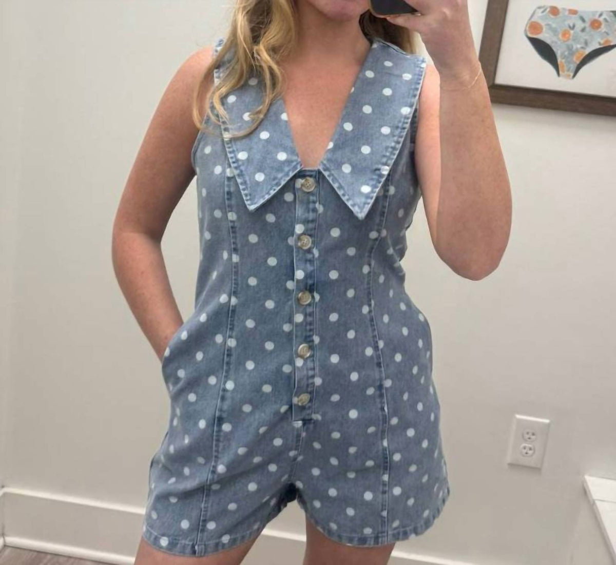 Aureum - Sailor Collar Denim Romper