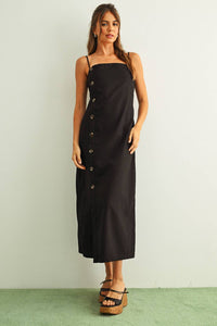 Miou Muse - Button Detail Linen Long Dress