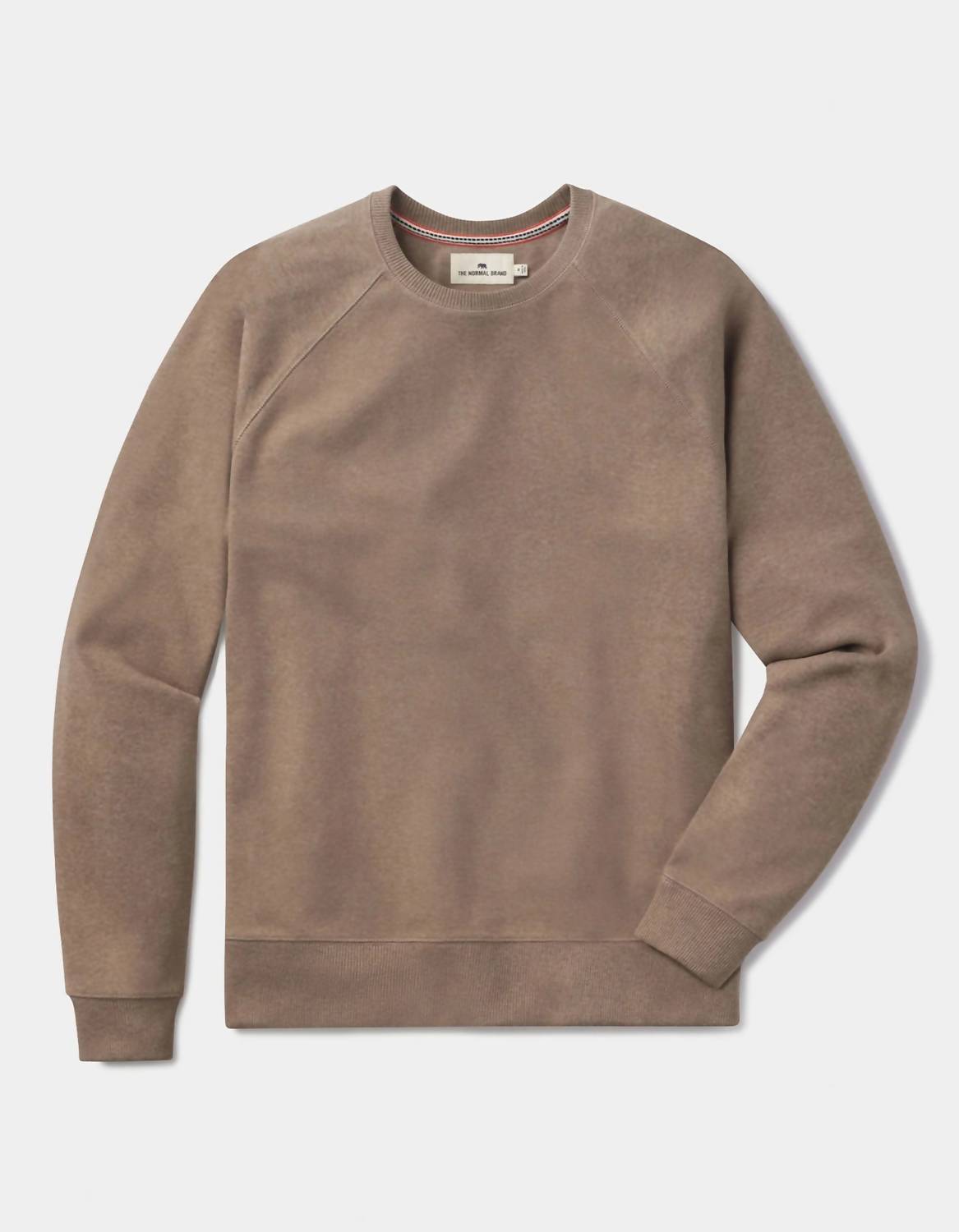 The Normal Brand Puremeso Everyday Crew Top in taupe - men's long sleeve top - alternate view