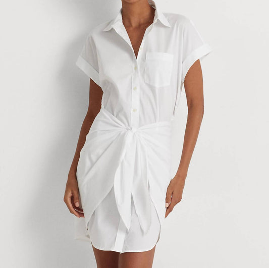 Ralph Lauren - Tie Front Stretch Cotton Blend Shirt Dress