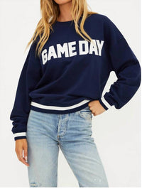 Beach Riot Devyn Game Day Long Sleeve Sweatshirt in navy - women's top