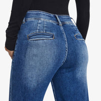 Bayeas High Rise Raw Hem Jean in medium blue - women's jeans - view 6