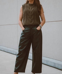 MIOU MUSE Broadway Barrel Wide Leg Pants in black - women's pants