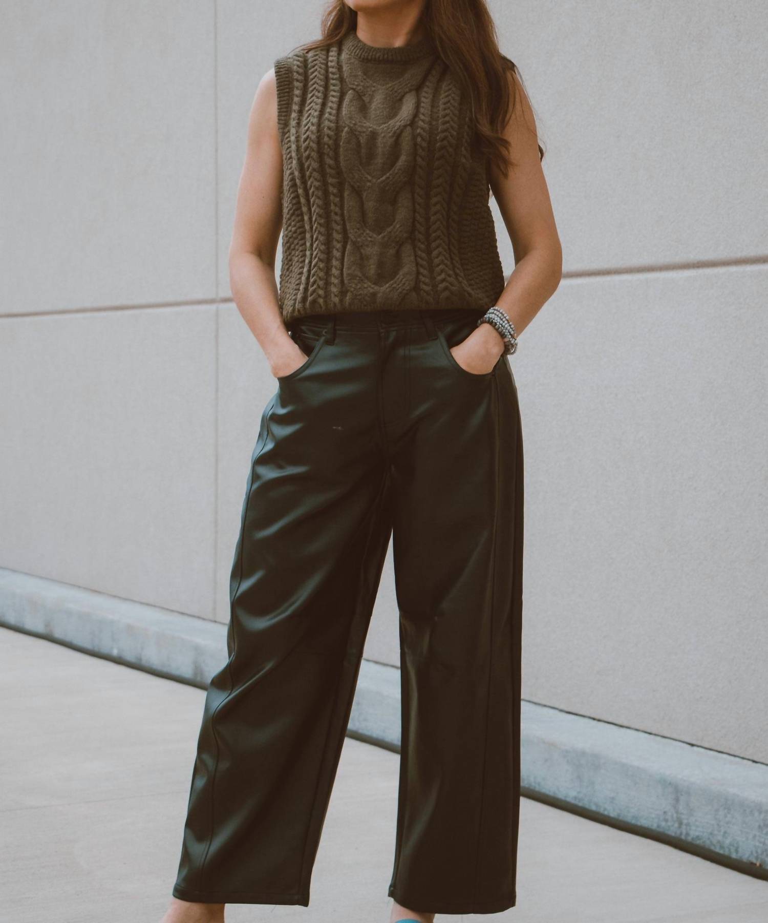 MIOU MUSE Broadway Barrel Wide Leg Pants in black - women's pants