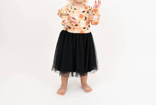 Emerson And Friends - Girls Boo-tastic Halloween Glow-in-the-dark Ruffled Twirl Dress
