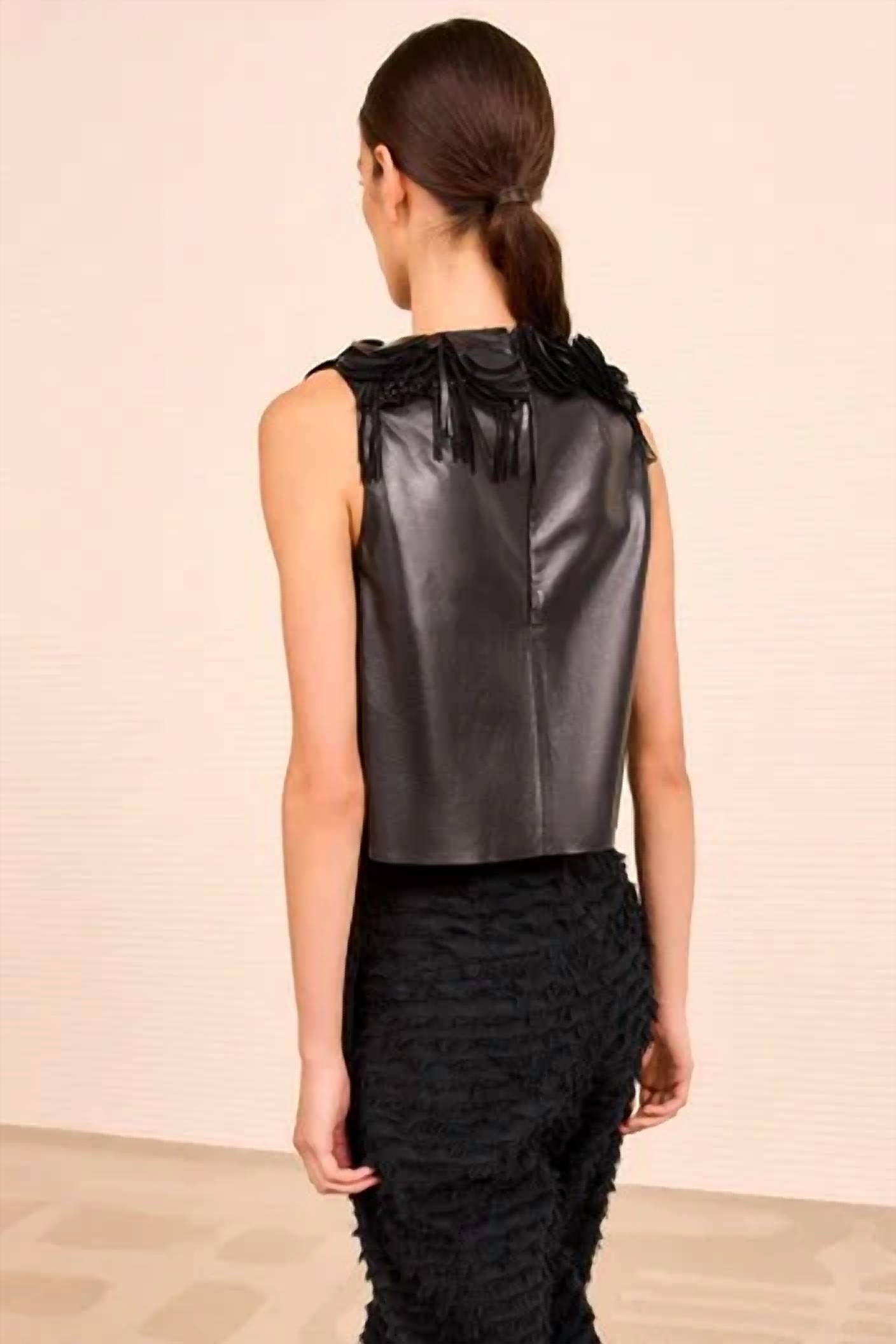 Ulla Johnson - Marlowe Foral Applique Leather Top