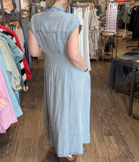 ELAN Tencel Midi Dress in powder blue - women's dress - detail view