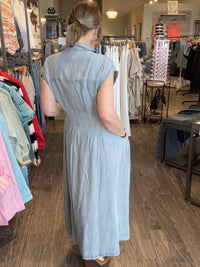 ELAN Tencel Midi Dress in powder blue - women's dress - alternate view