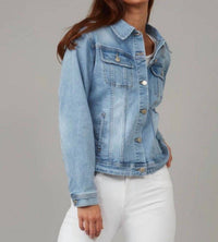 LOLA JEANS Classic Denim Shirt in blue - women's jacket - detail view