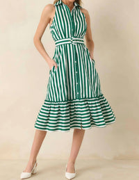 Prosperina - Lourdes Stripe Cotton Midi Dress
