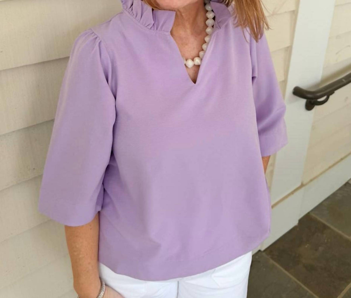 Jodifl - 3/4 Sleeves Crinkled Solid Top
