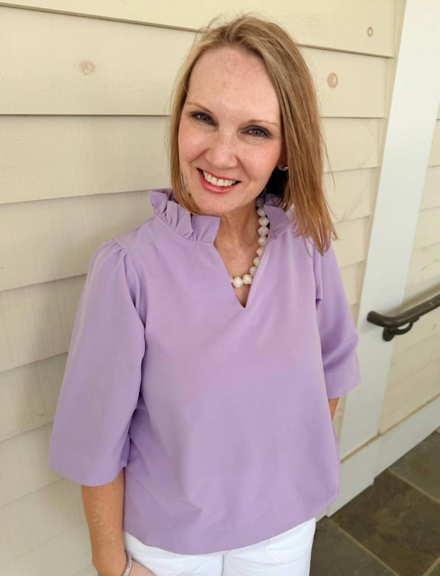 Jodifl - 3/4 Sleeves Crinkled Solid Top