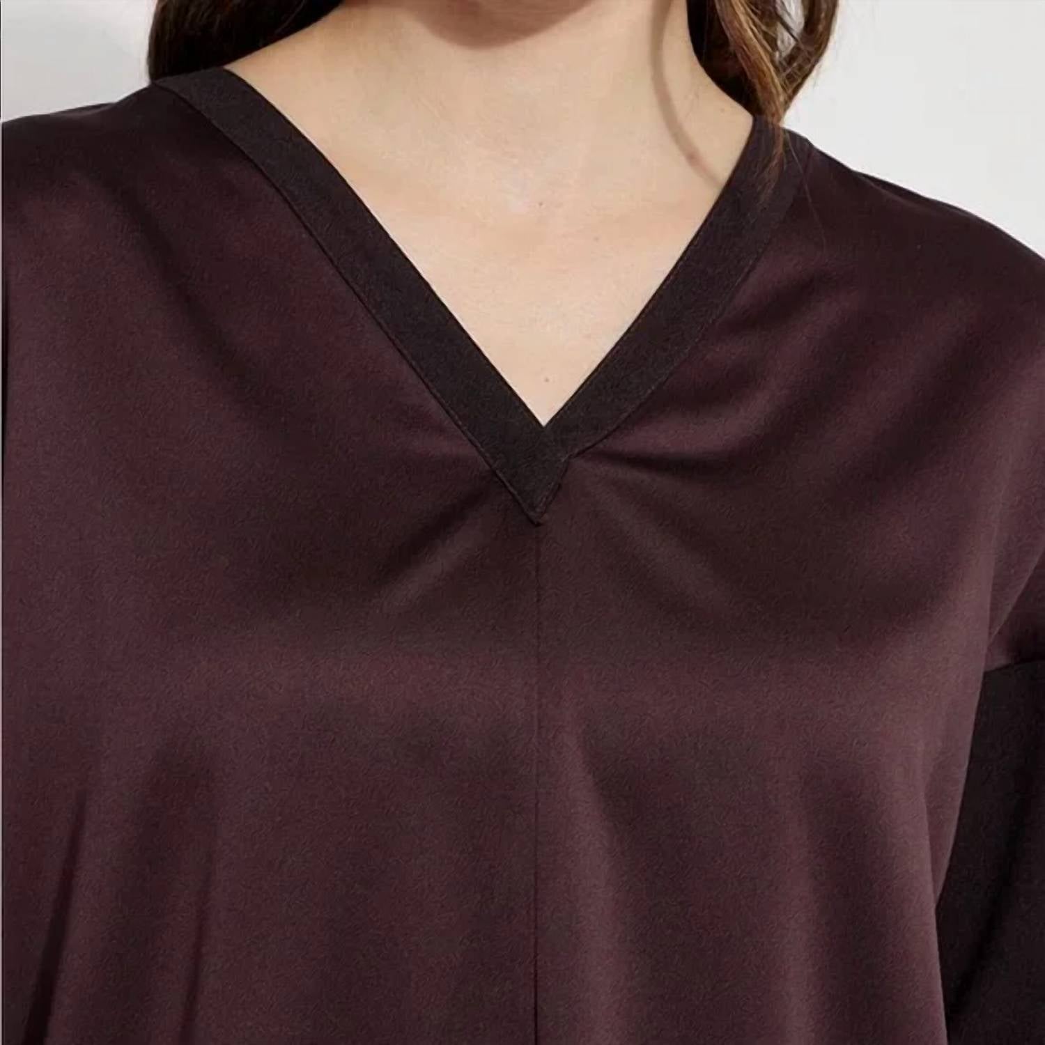 Lysse Token Pullover Satin Top in lava - women's blouse - view 4