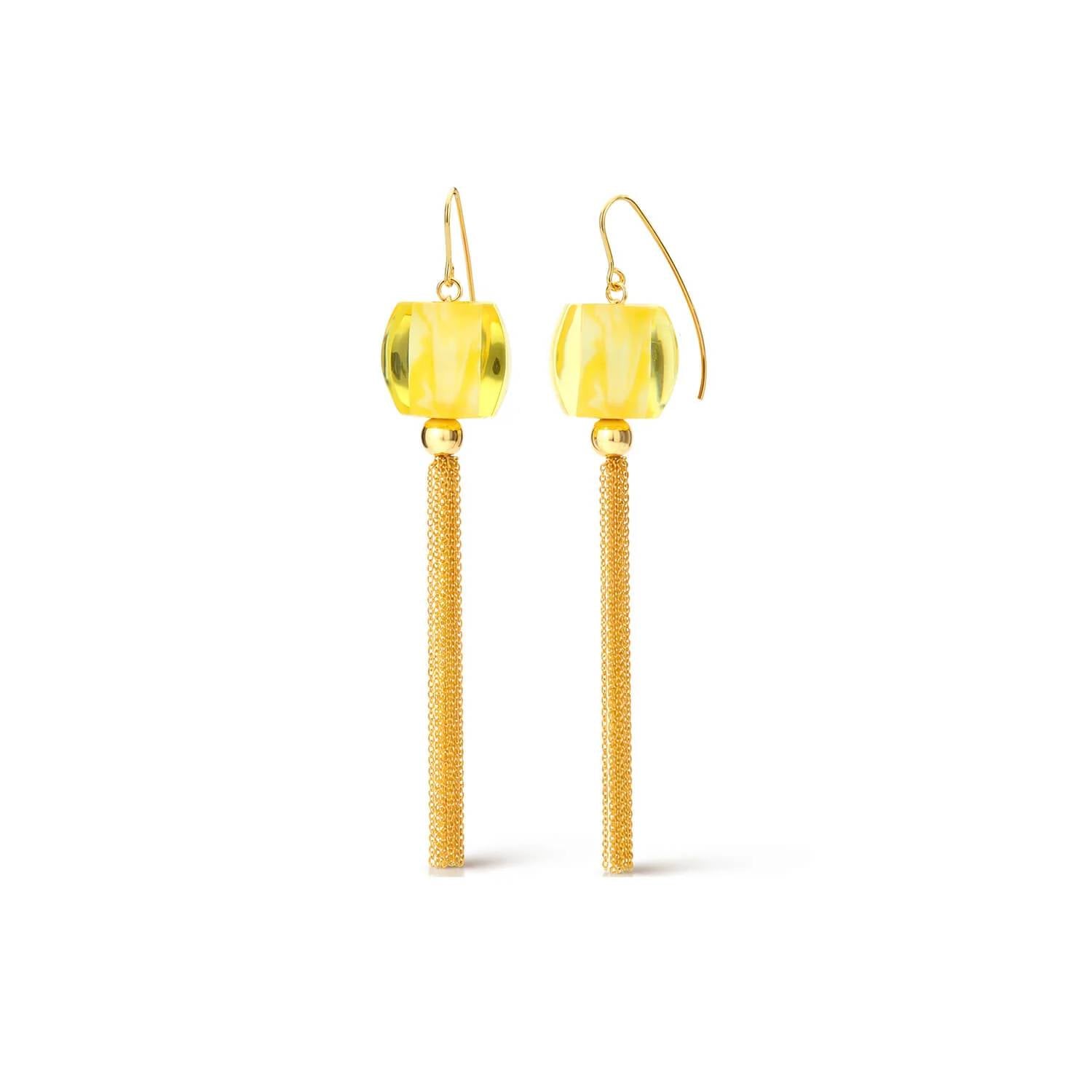 Gold & Honey - Women's Tassel Bead Drop Earrings