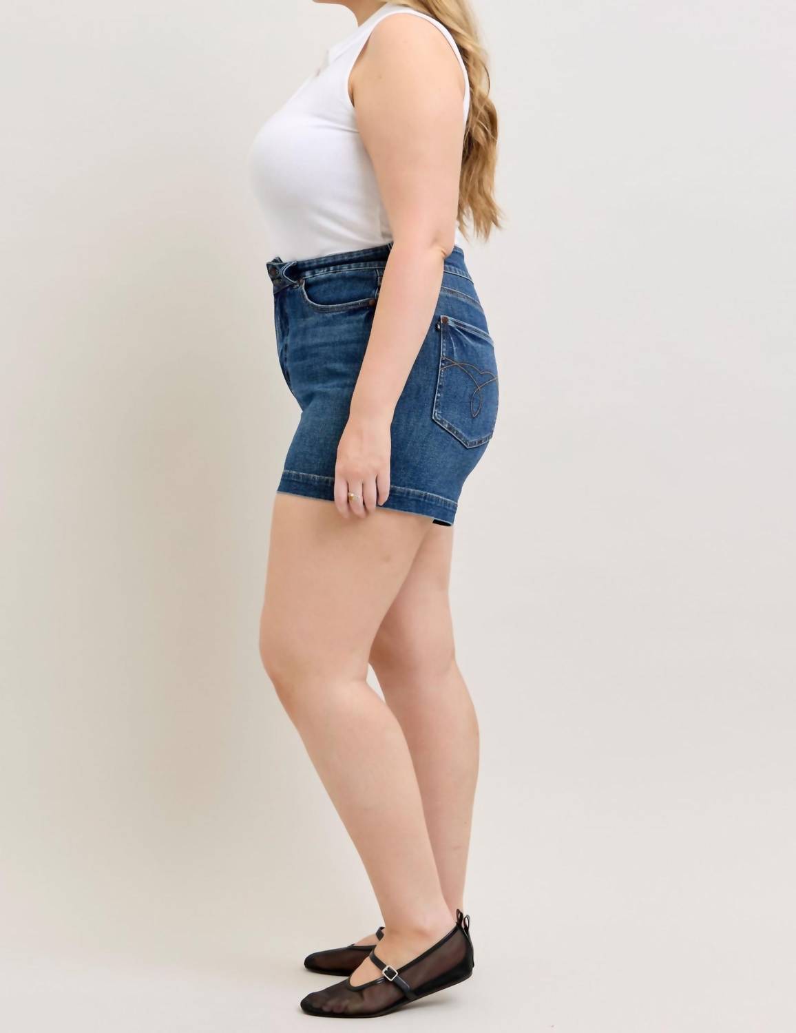 Judy Blue High Waist Tummy Control Slim Denim Short in blue 1 - women's shorts - view 8