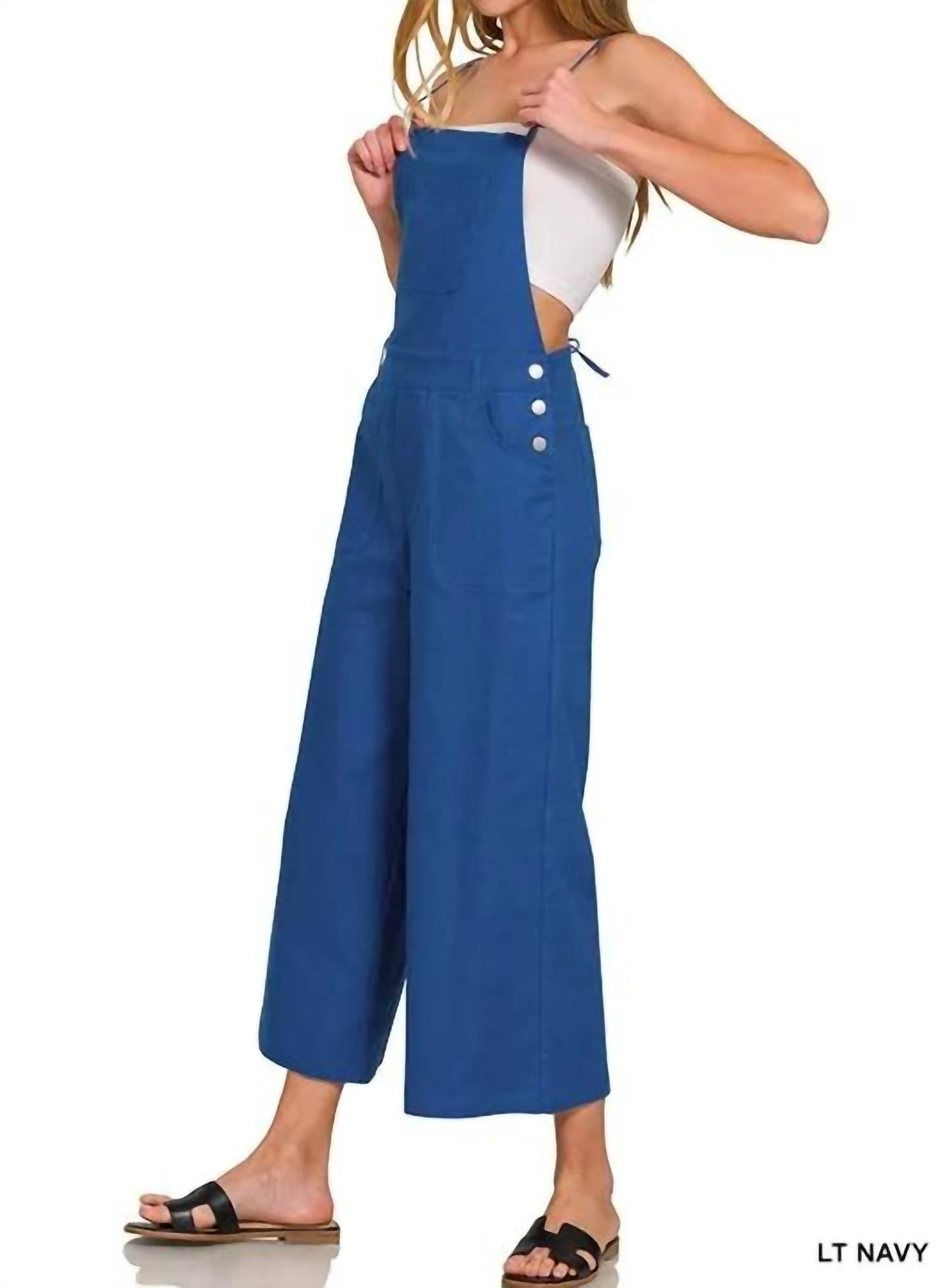 Zenana - Woven Spaghetti Strap Overalls