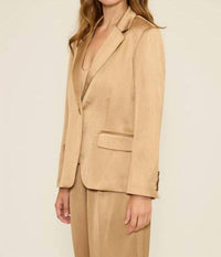 LUCY PARIS Betty Collared Blazer in taupe - women's jacket - detail view