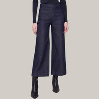 CHARLIE B Cropped Patch Pocket Flare Lurex Denim Pants in blue black - women's jeans - alternate view