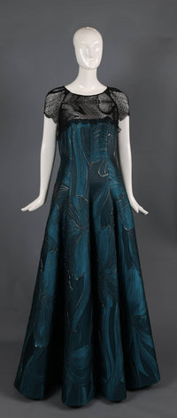 Talbot Runhof - Floral Jacquard Lace-inset Gown Dress