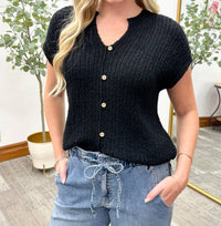Blu Pepper - Short Sleeve Button Sweater