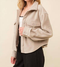 Hersy Fleece Pocket Jacket in beige - women's jacket - detail view